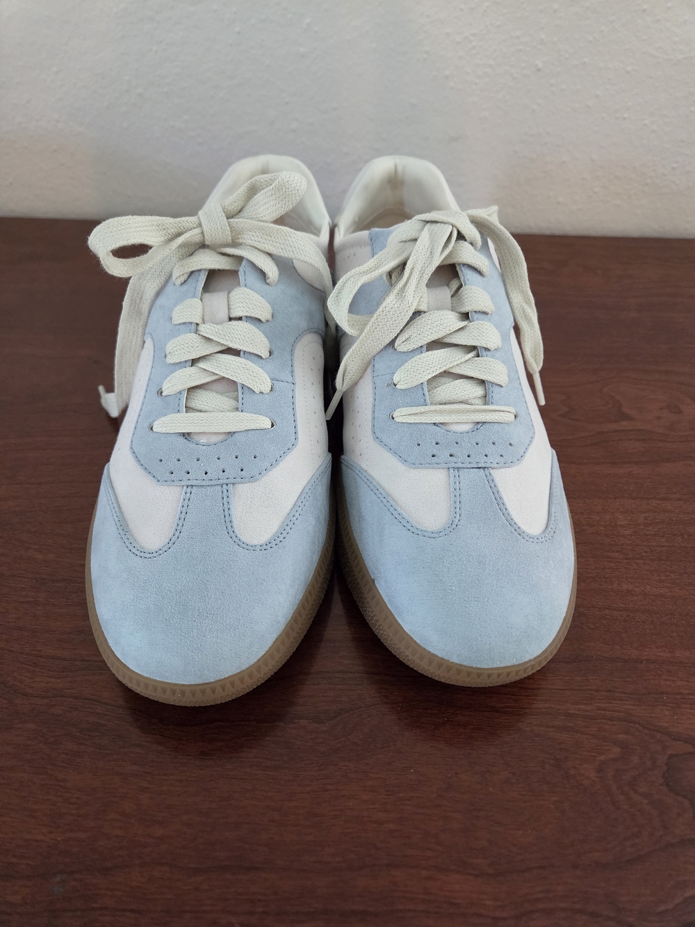 Saks Fifth Avenue Light Blue and White Suede Sneakers